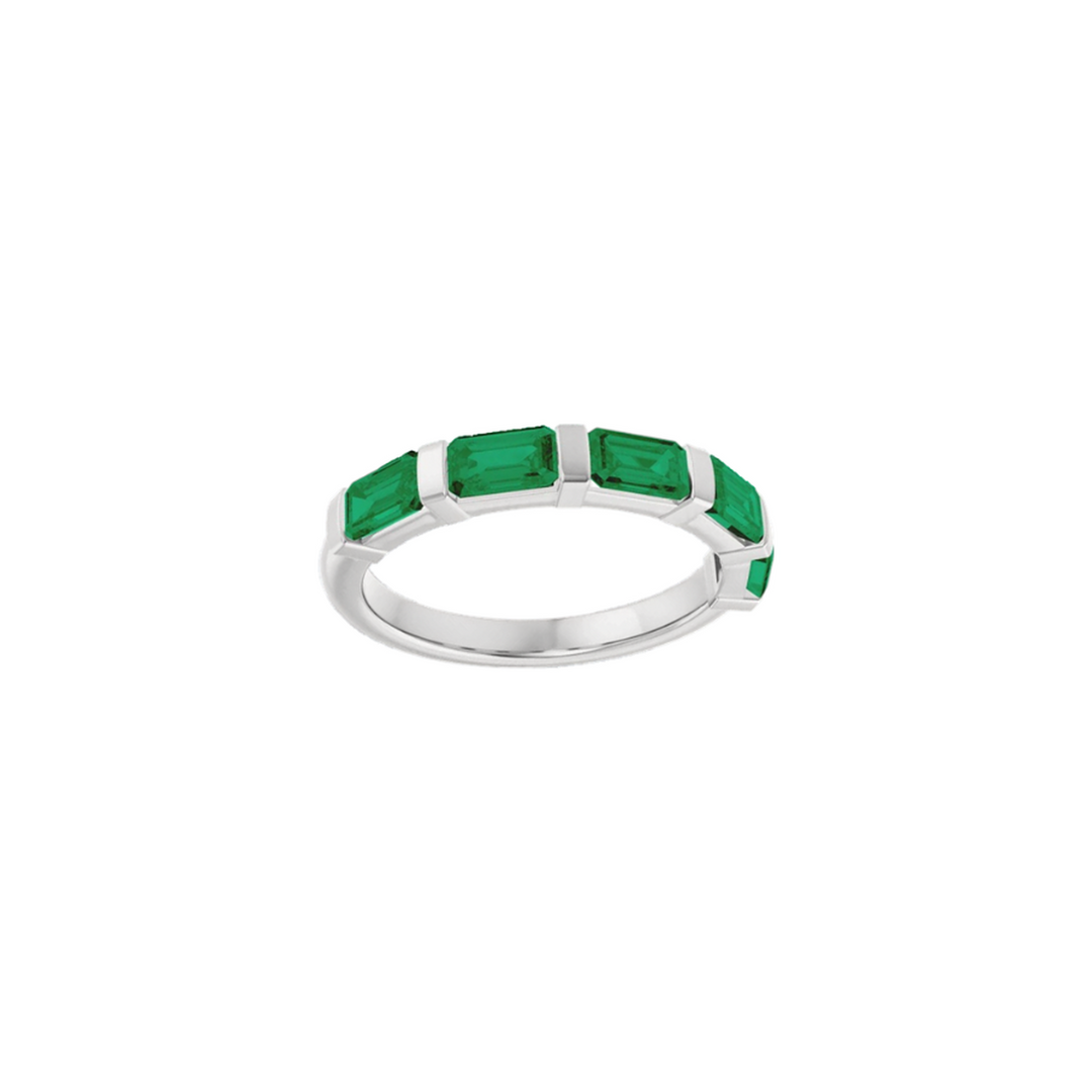 14K Emerald Diamond Anniversary Band