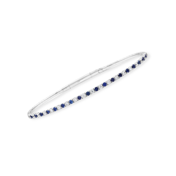 14K Alternating Gemstone & Diamond Flex Bangle