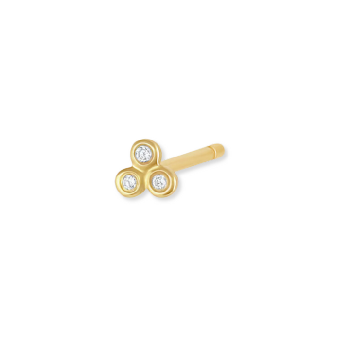 14K Trio Bezel Diamond Stud