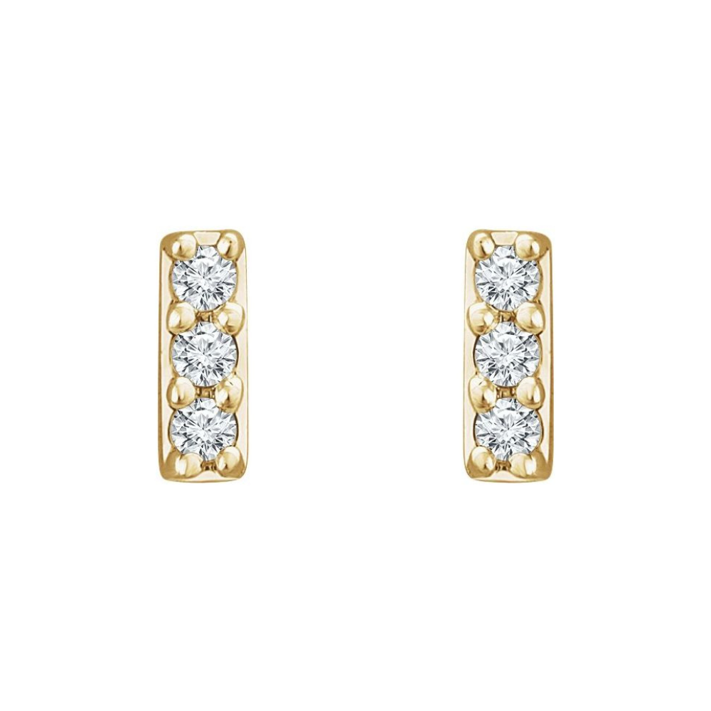 14K Diamond Bar Stud