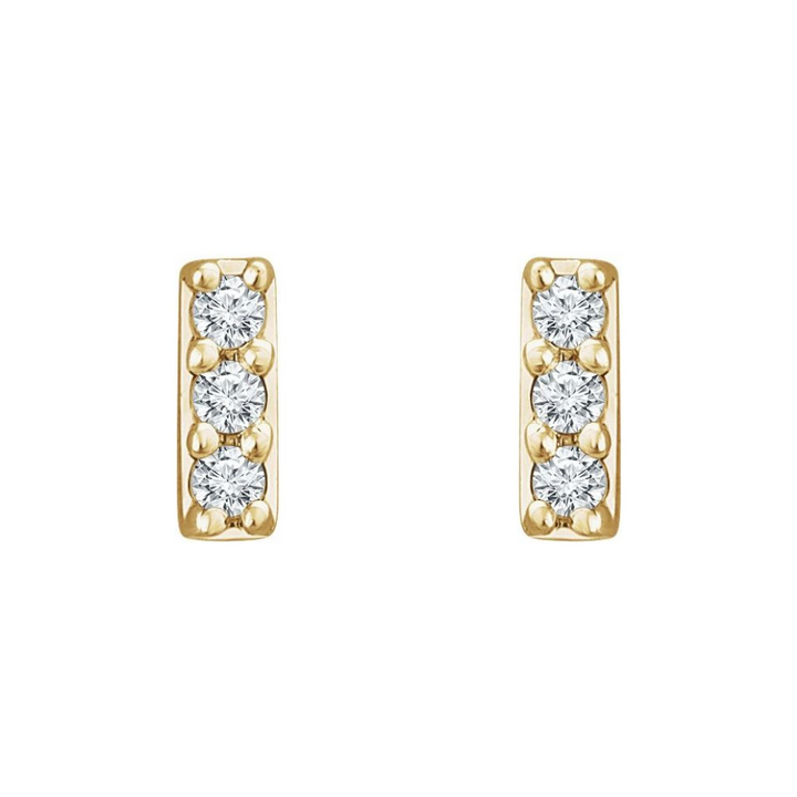 14K Diamond Bar Stud