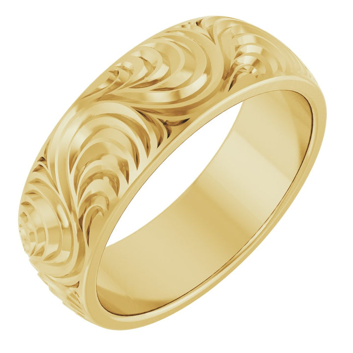 14K Comfort-Fit Scroll Pattern Band