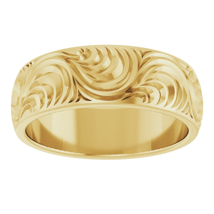 14K Comfort-Fit Scroll Pattern Band