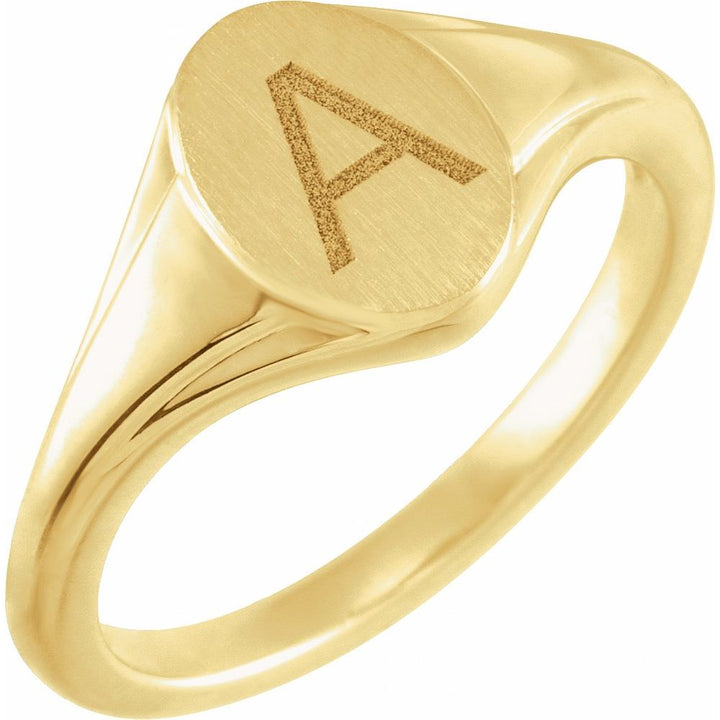 14K Oval Fluted Signet Ring