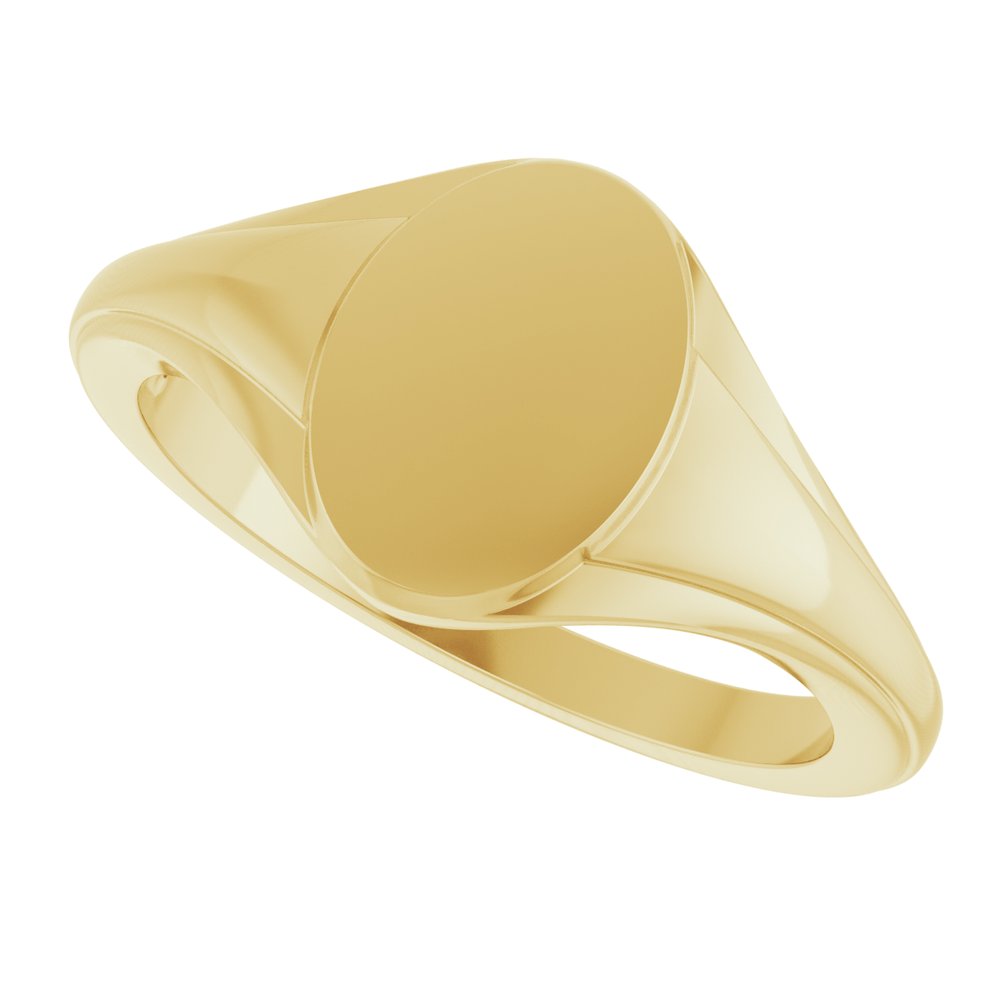 14K Oval Fluted Signet Ring