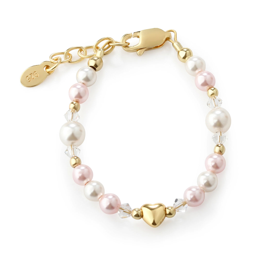 Beaded Pink Pearl Heart Bracelet