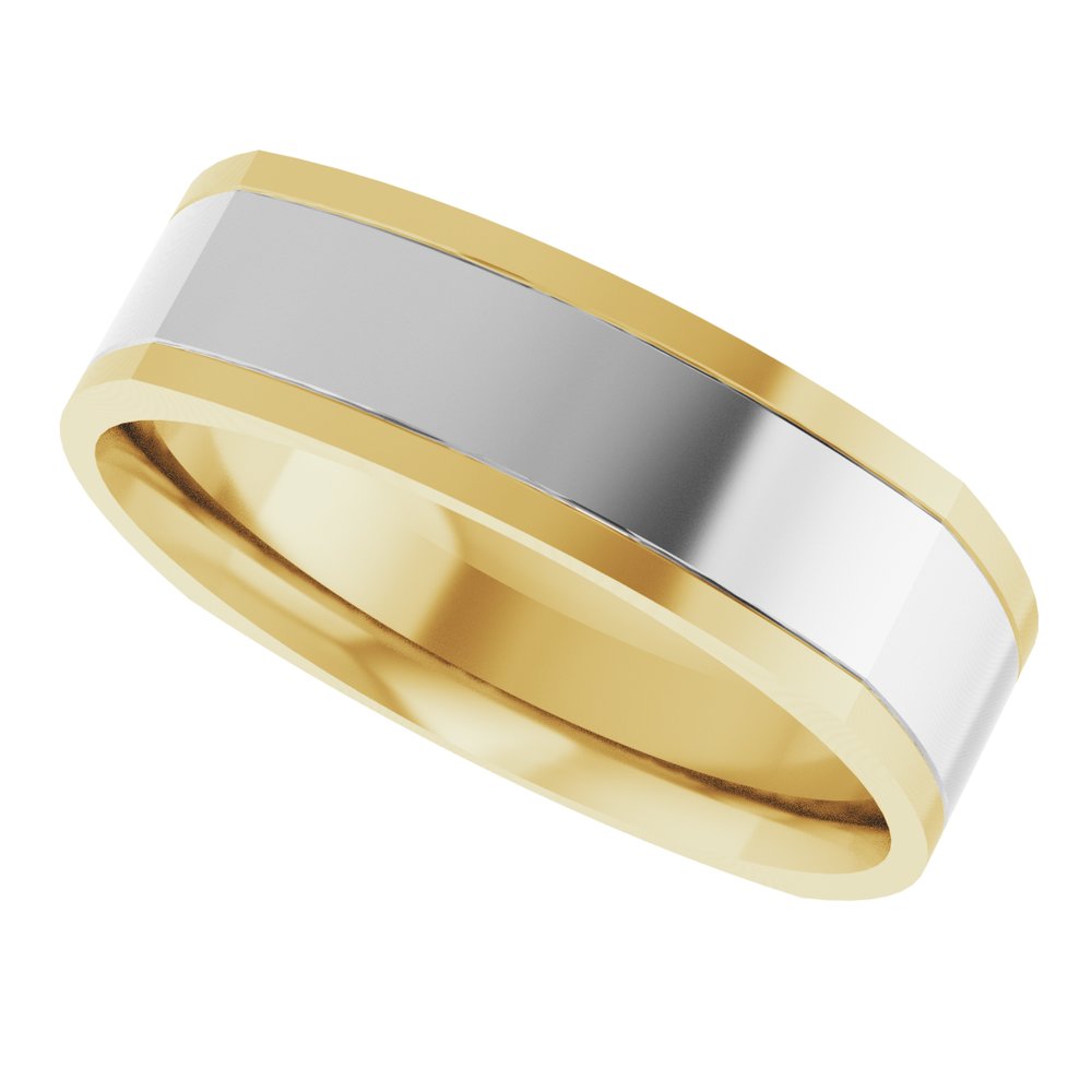 14K Two-Tone Square Comfort-Fit Inlay Band