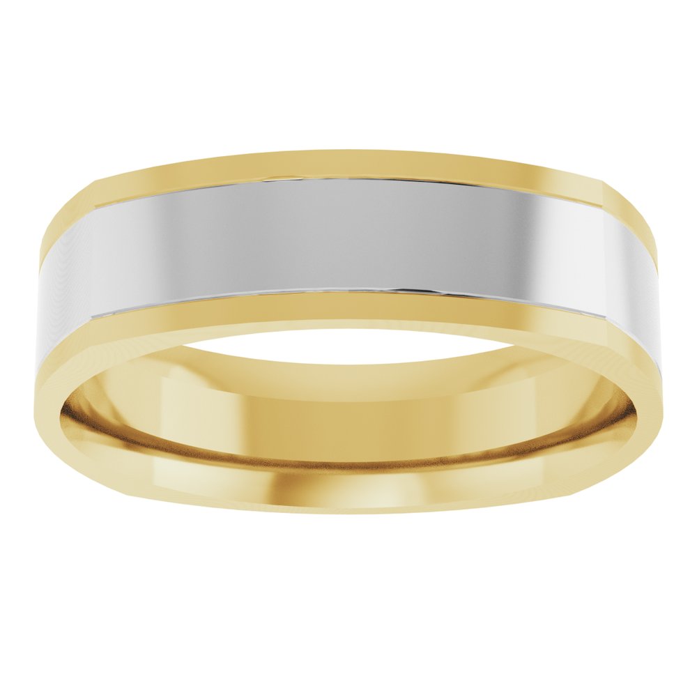 14K Two-Tone Square Comfort-Fit Inlay Band