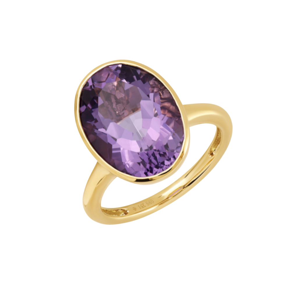 14K Bezel Gemstone Cocktail Ring