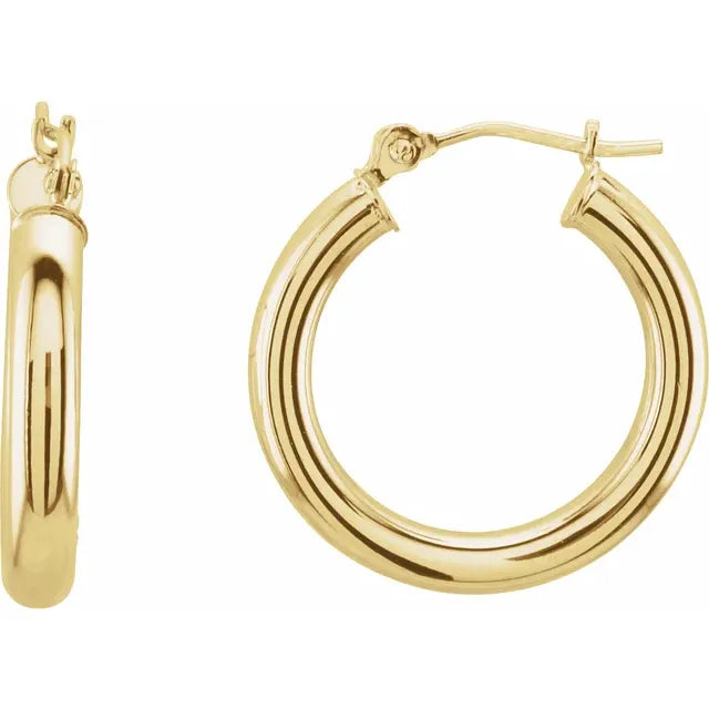 14K Round Tube Hoops