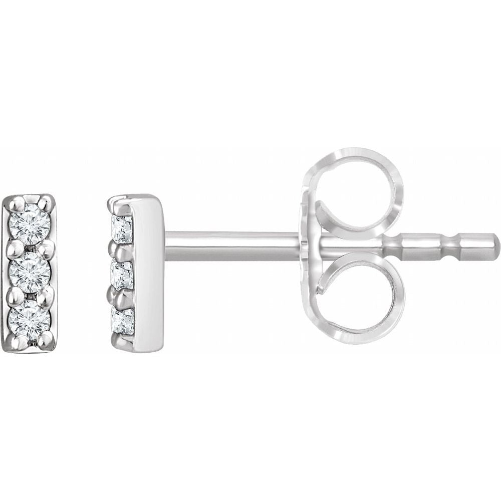 14K Diamond Bar Stud