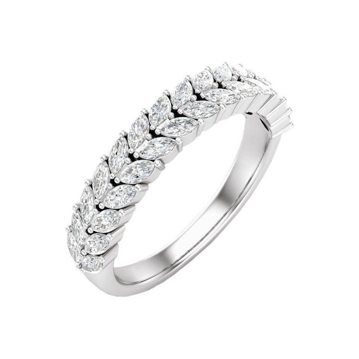 14K Marquise Diamond Double Row Band