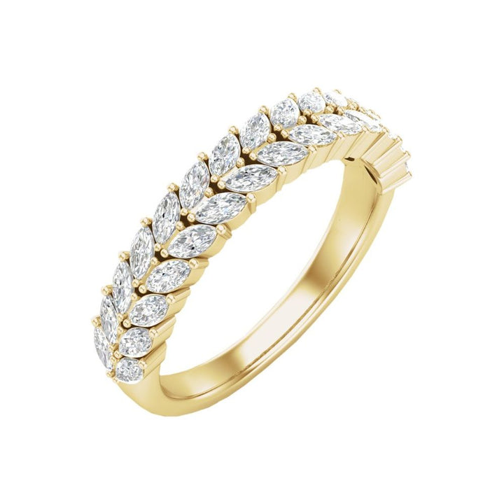 14K Marquise Diamond Double Row Band