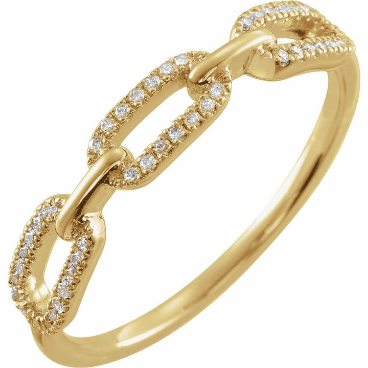 14K 1/6 CTW Natural Diamond Chain Link Ring