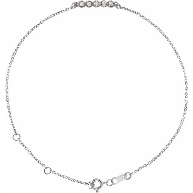 14K Natural Diamond Bezel-Set Bar Bracelet