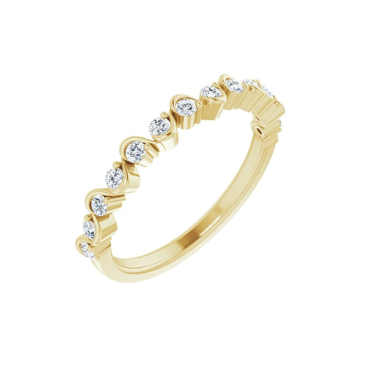 14K 1/4 CTW Natural Diamond Wave Anniversary Band