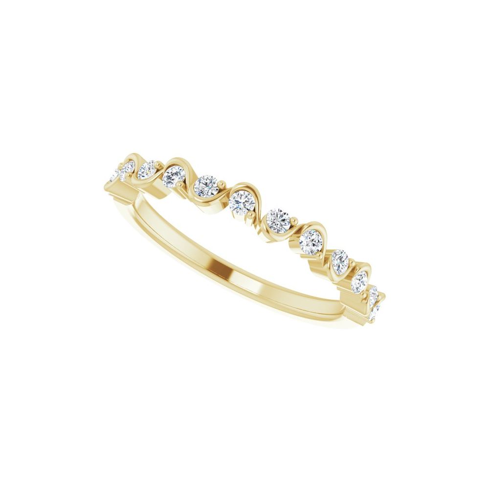 14K 1/4 CTW Natural Diamond Wave Anniversary Band