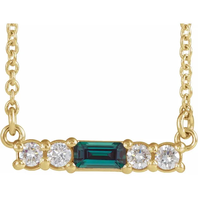 14K Gemstone & 1/5 CTW Natural Diamond Bar Necklace