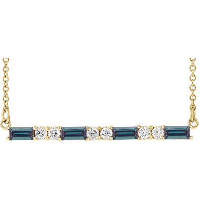 14K Gemstone And 1/5 CTW Natural Diamond Bar Necklace