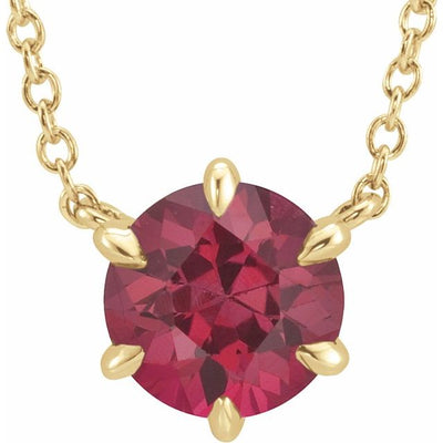 14K 6-Prong Birthstone Solitaire Necklace