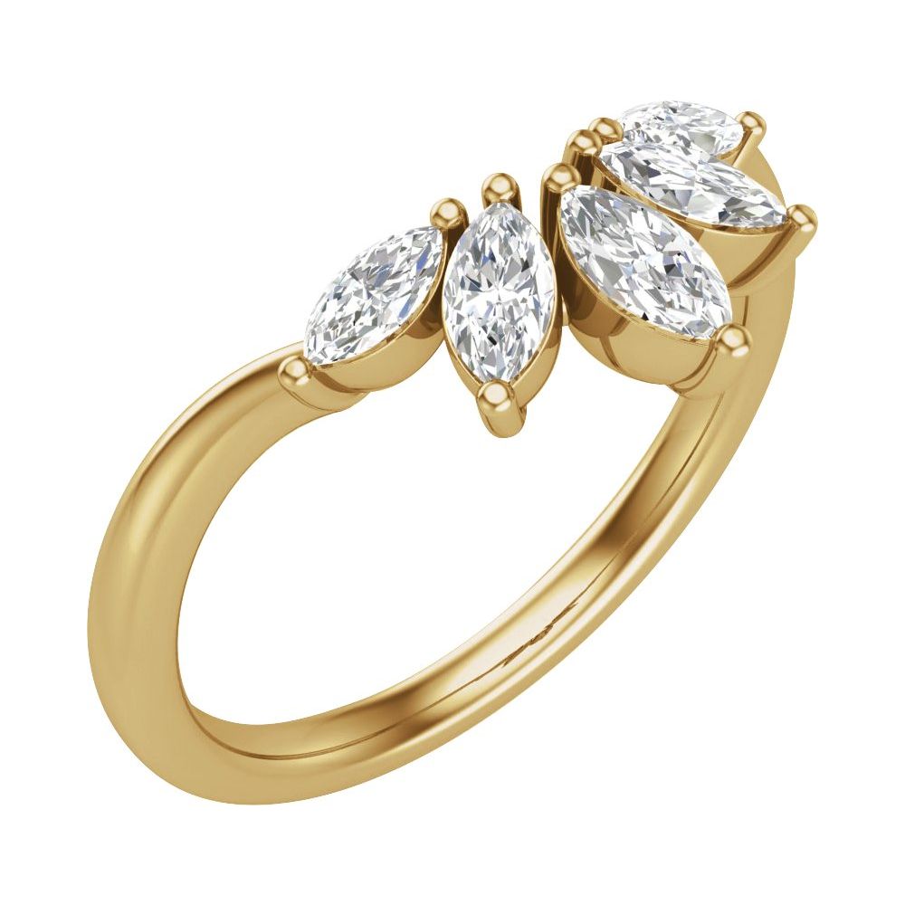 14K Marquise Lab Grown Diamond Contour Band