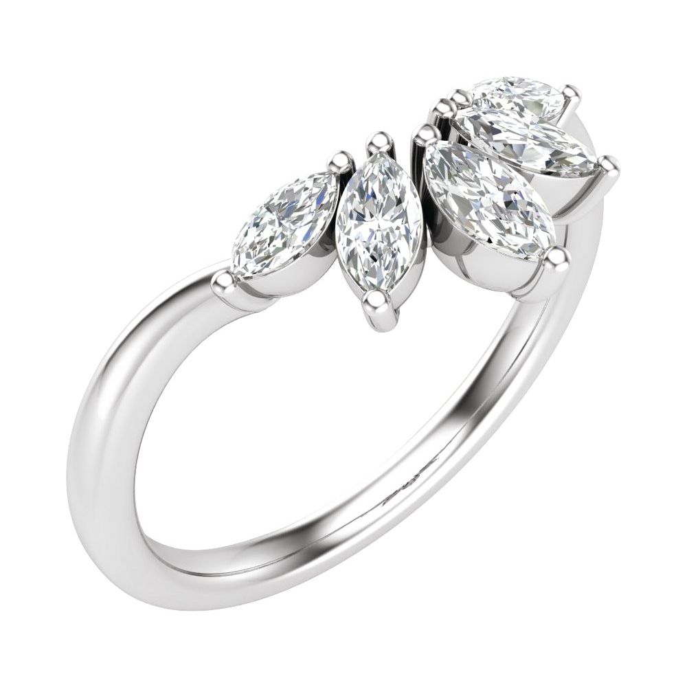 14K Marquise Lab Grown Diamond Contour Band