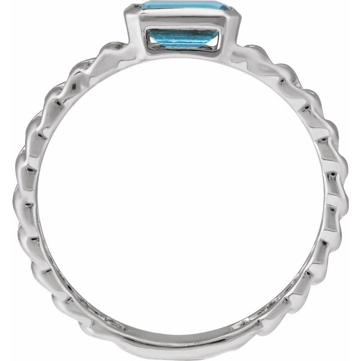 14K Natural Sky Blue Topaz Bezel-Set Chain Ring