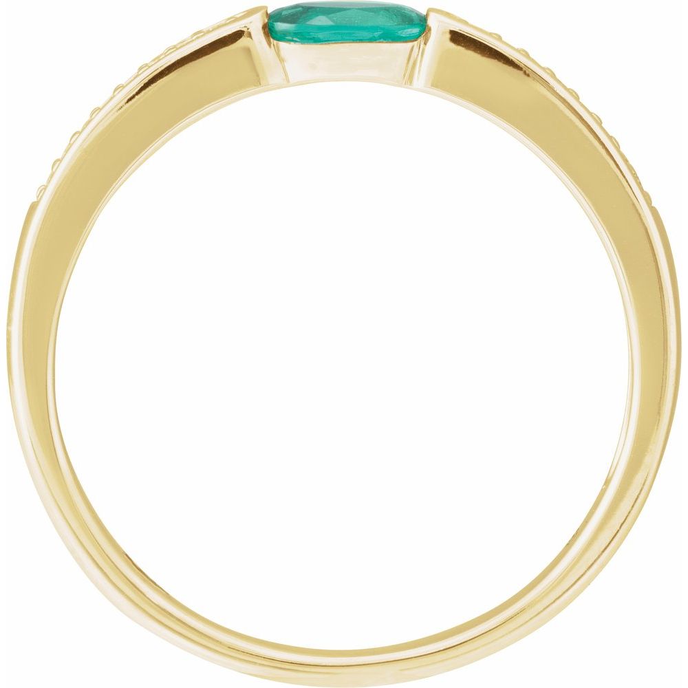 14K Imitation Emerald & .05 CTW Natural Diamond Ring