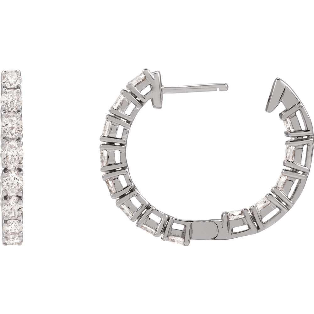 14K 2 5/8 CTW Oval Diamond Inside-Outside Hoops