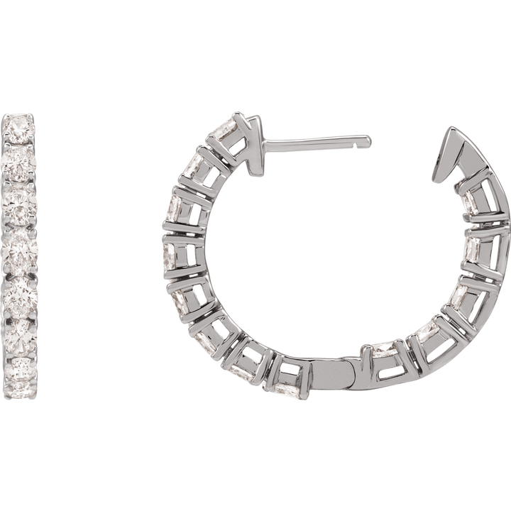 14K 2 5/8 CTW Oval Diamond Inside-Outside Hoops