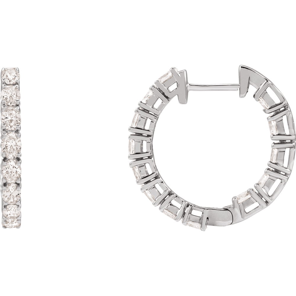 14K 2 5/8 CTW Oval Diamond Inside-Outside Hoops