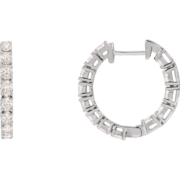 14K 2 5/8 CTW Oval Diamond Inside-Outside Hoops