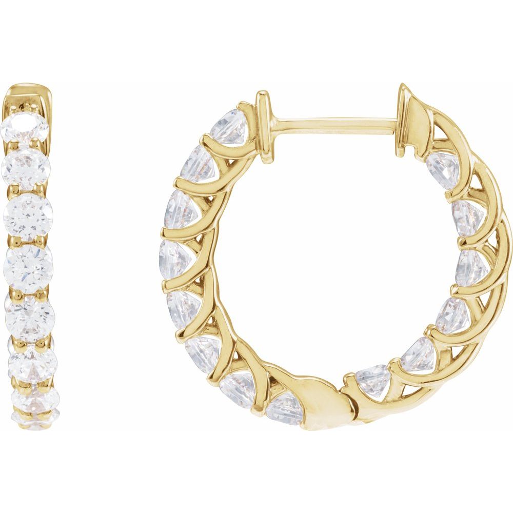 14K 2 1/5 CTW Diamond Inside-Outside Hoops