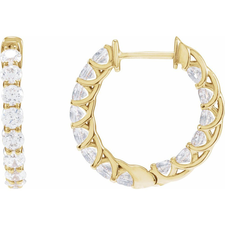 14K 2 1/5 CTW Diamond Inside-Outside Hoops