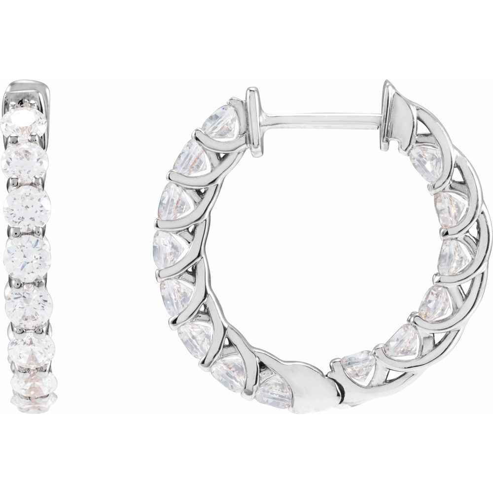 14K 2 1/5 CTW Diamond Inside-Outside Hoops