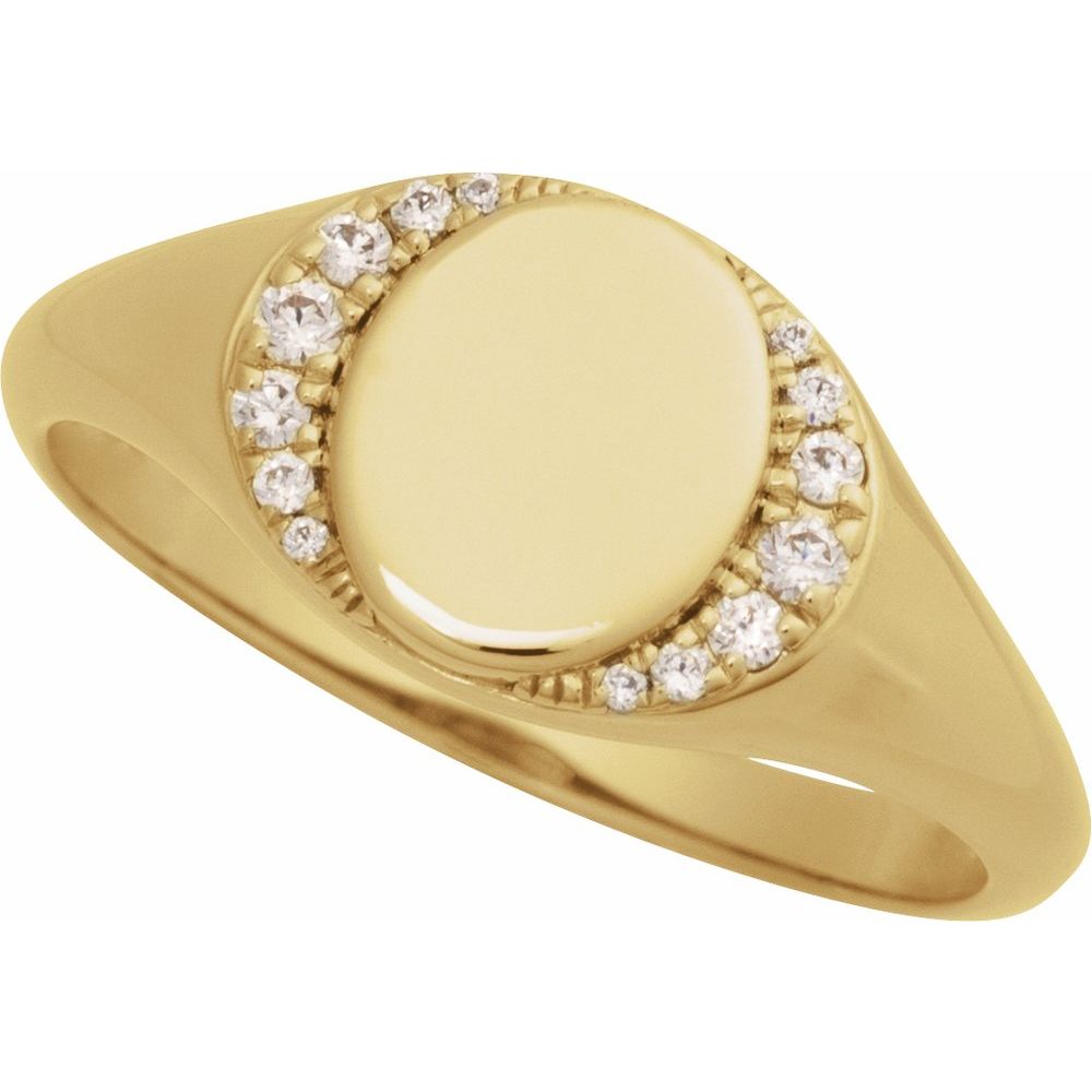 14K Diamond Accented Signet Ring