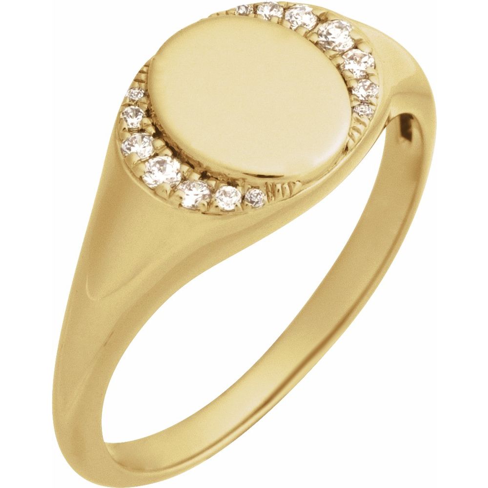 14K Diamond Accented Signet Ring