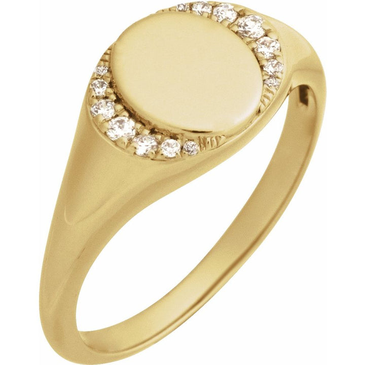 14K Diamond Accented Signet Ring