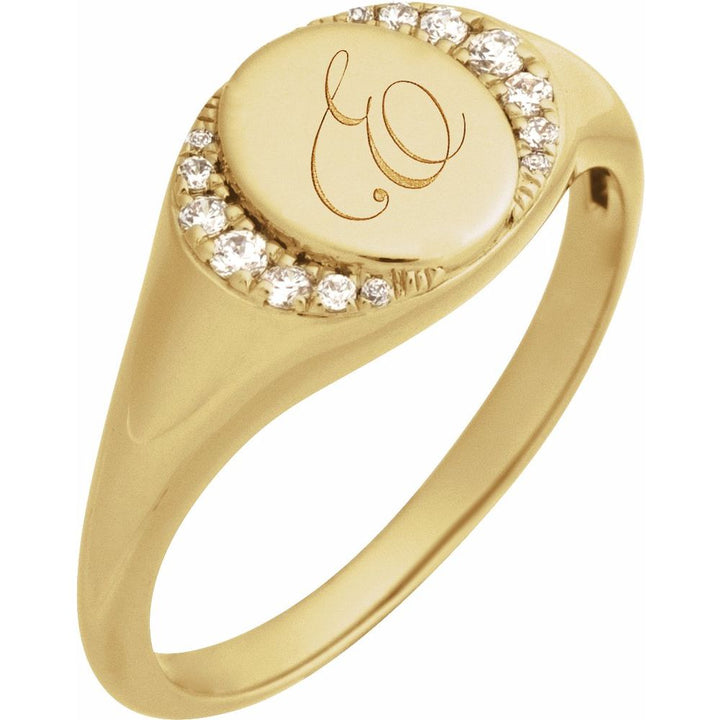 14K Diamond Accented Signet Ring