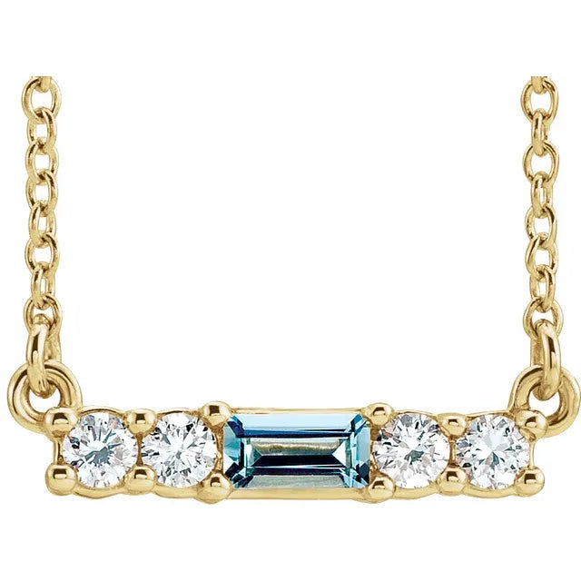 14K Gemstone & 1/5 CTW Natural Diamond Bar Necklace