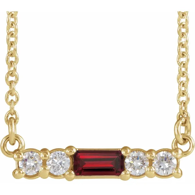 14K Gemstone & 1/5 CTW Natural Diamond Bar Necklace