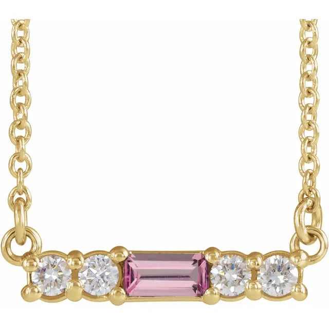 14K Gemstone & 1/5 CTW Natural Diamond Bar Necklace