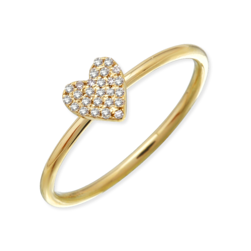 14K Diamond Pave Heart Ring
