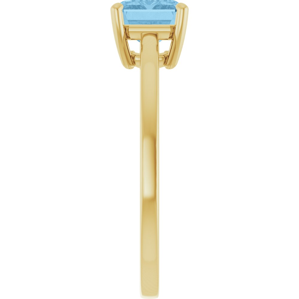 14K East West Emerald-Cut Gemstone Solitaire Ring