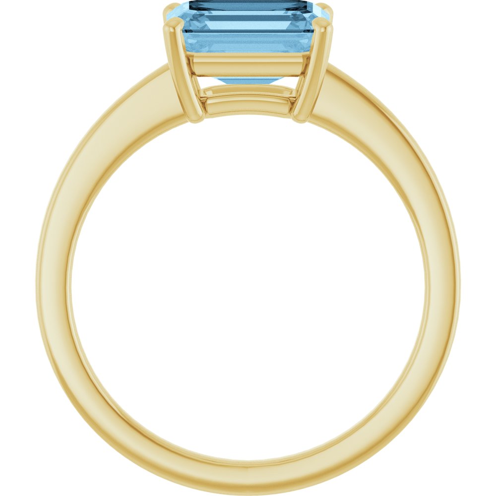 14K East West Emerald-Cut Gemstone Solitaire Ring