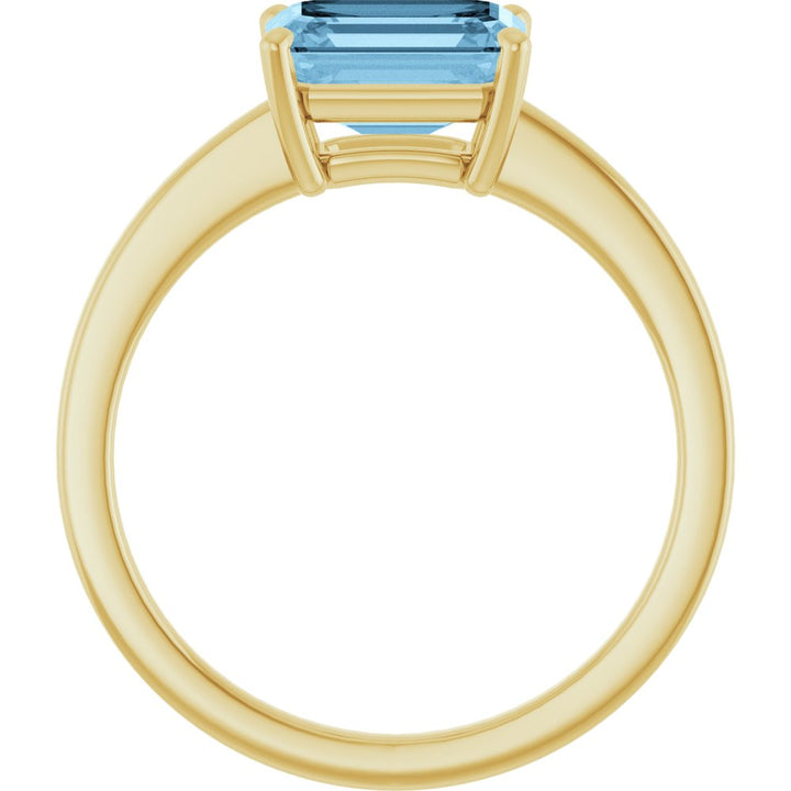 14K East West Emerald-Cut Gemstone Solitaire Ring
