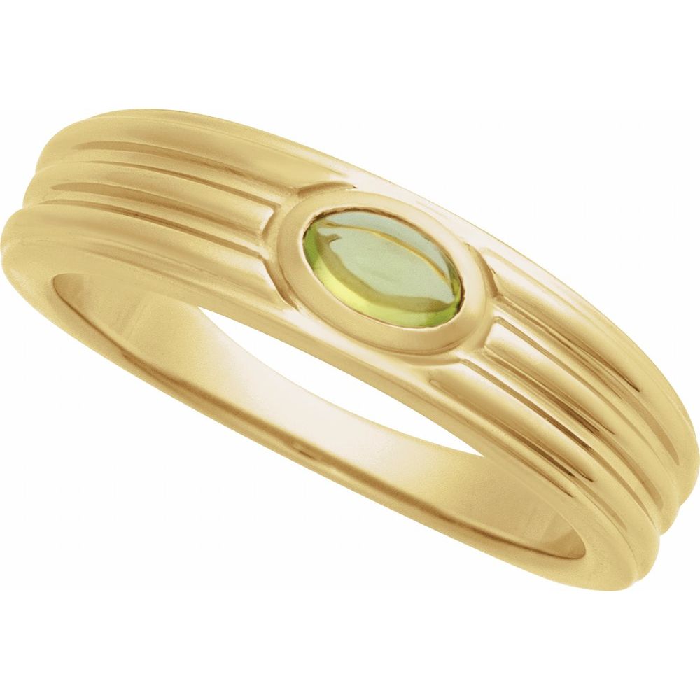 14K Oval Natural Gemstone Cabochon Ring