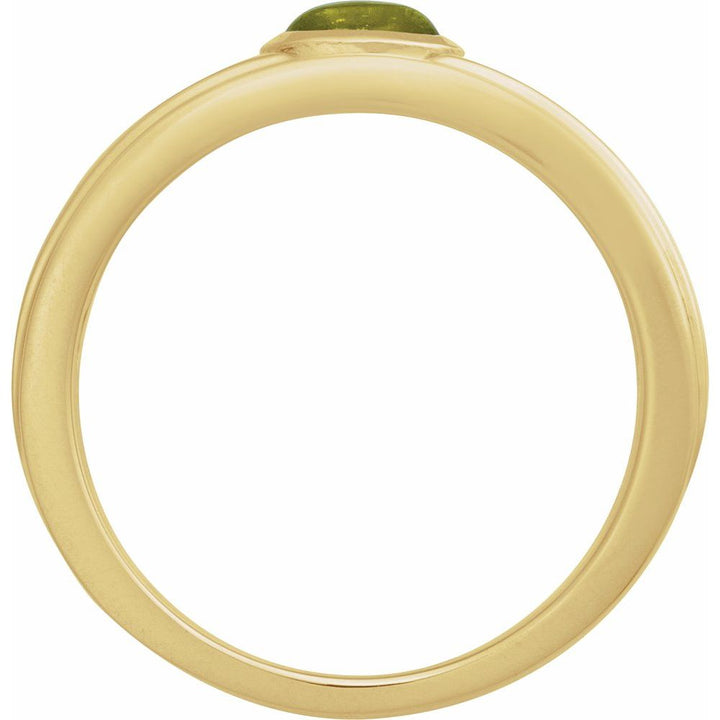 14K Oval Natural Gemstone Cabochon Ring