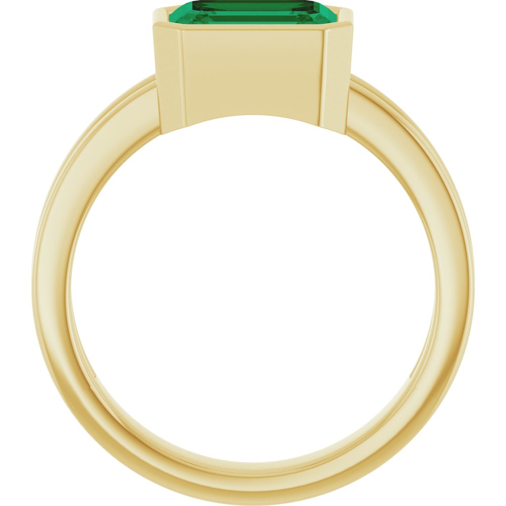 14K Emerald-Cut Bezel Double Band Ring