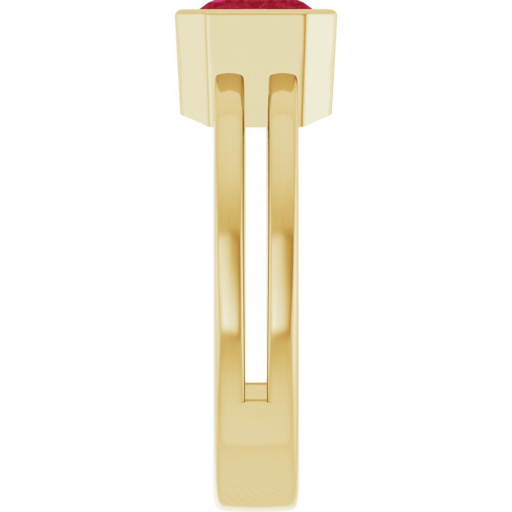 14K Emerald-Cut Bezel Double Band Ring